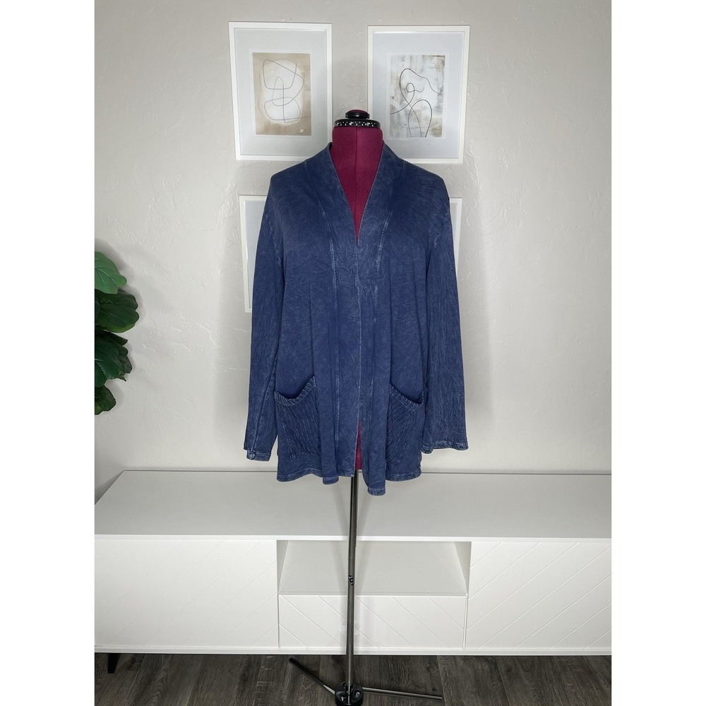 Jess &‎ Jane Open Cardigan Women's XL Mineral Washed Blue